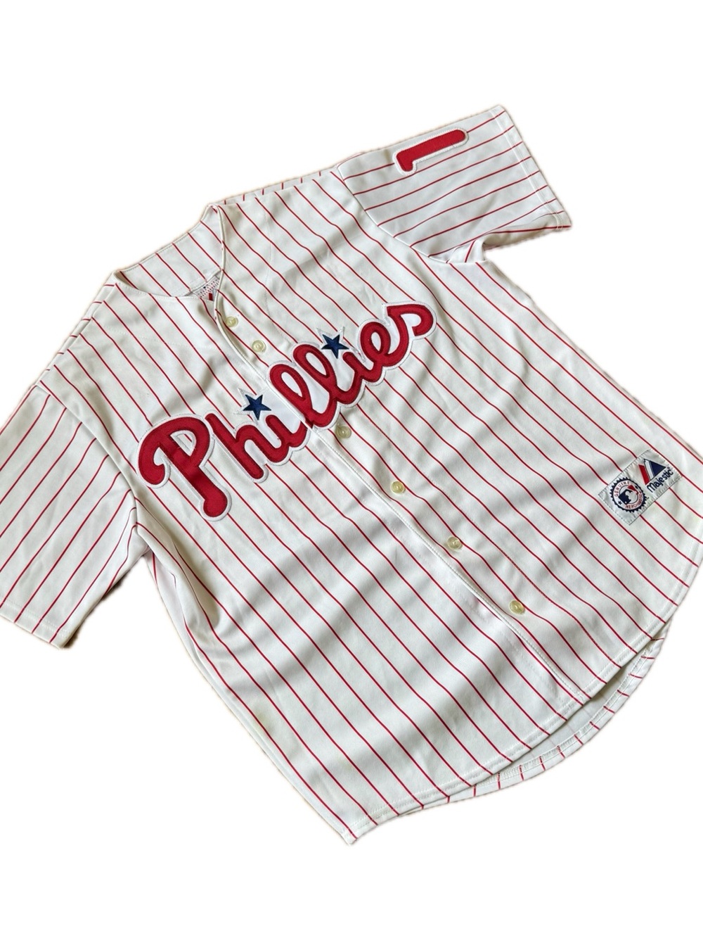 Majestic MLB Philadelphia Phillies #15 John Mayberry Baseball Jersey Men's Large
